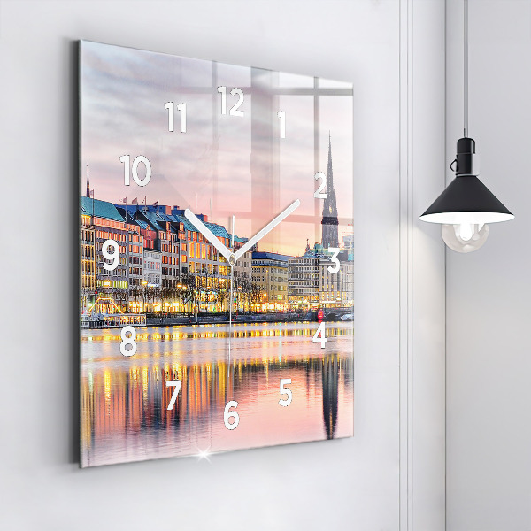 Square wall clock Alster in Hamburg