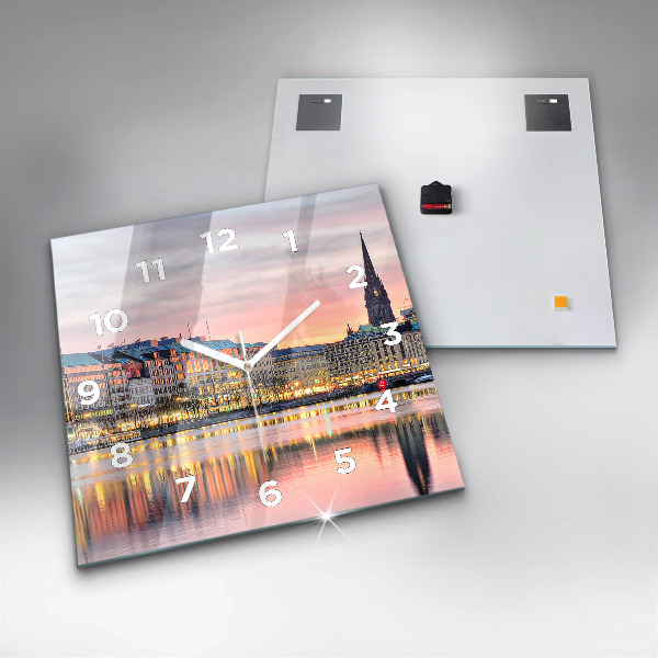 Square wall clock Alster in Hamburg