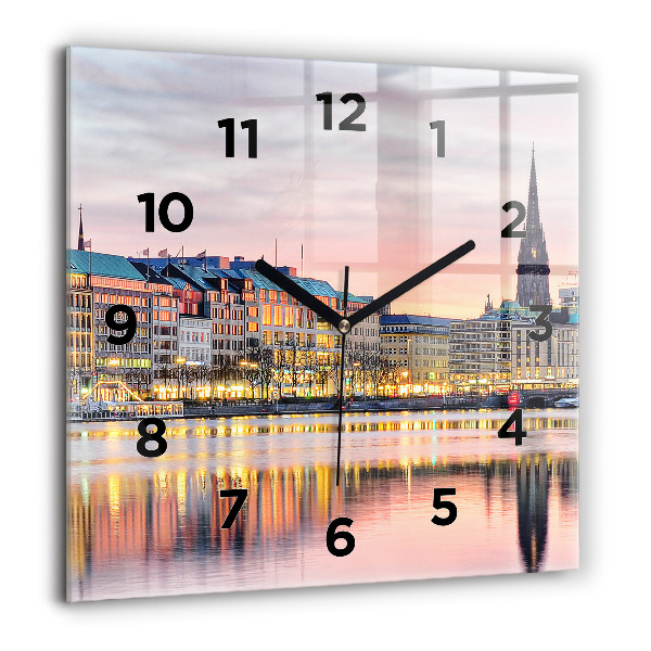 Square wall clock Alster in Hamburg