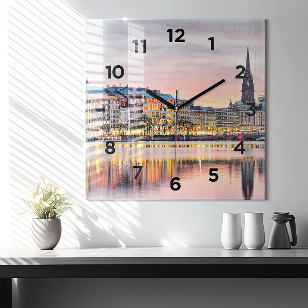 Square wall clock Alster in Hamburg