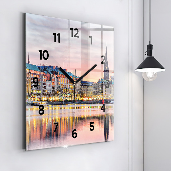 Square wall clock Alster in Hamburg