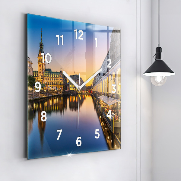 Square wall clock Hamburg City Hall