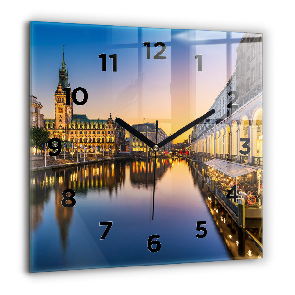 Square wall clock Hamburg City Hall