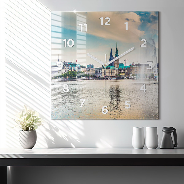 Square wall clock Binnenalster in Hamburg