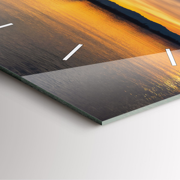 Square wall clock Sunset over the lake