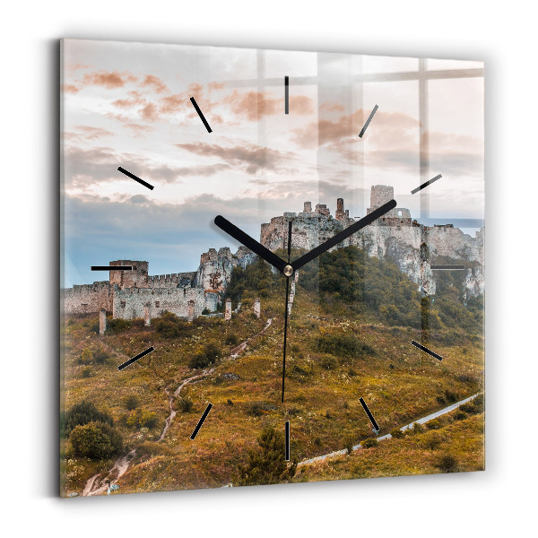Square wall clock Spiš Castle in Slovakia