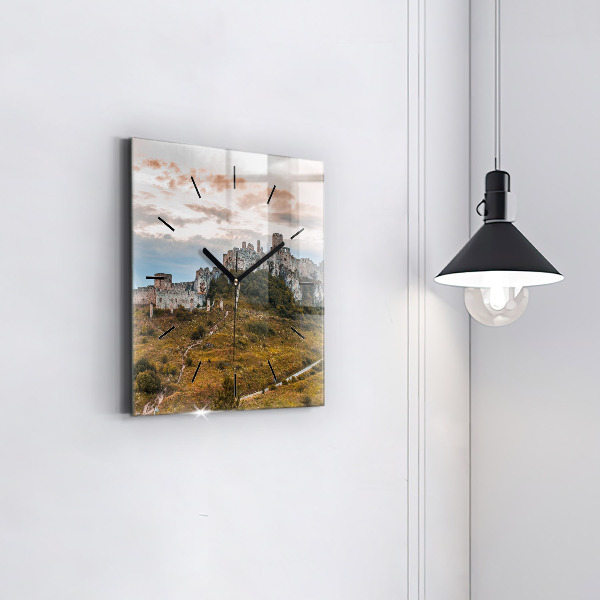 Square wall clock Spiš Castle in Slovakia