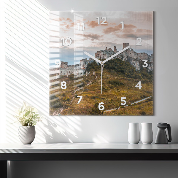 Square wall clock Spiš Castle in Slovakia