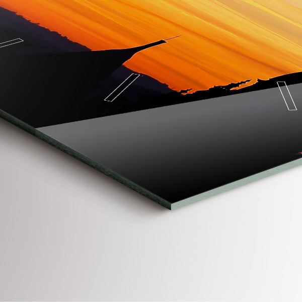 Square wall clock Building and sunset