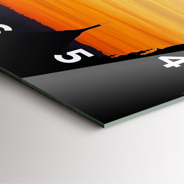 Square wall clock Building and sunset