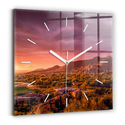 Square wall clock North Scottsdale Sunset