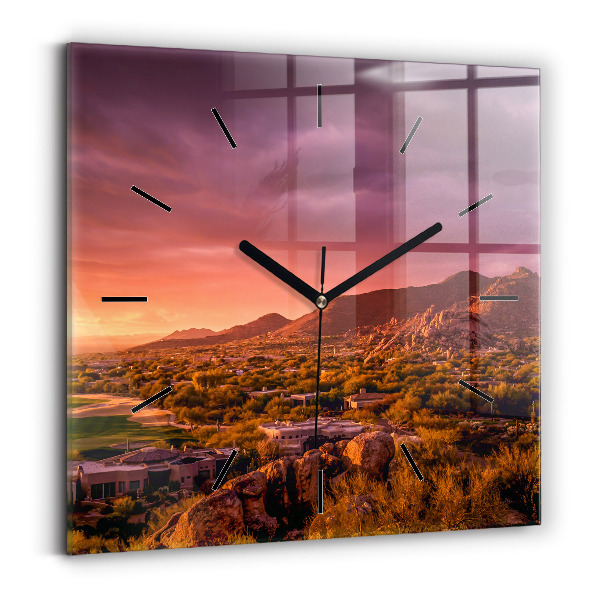 Square wall clock North Scottsdale Sunset