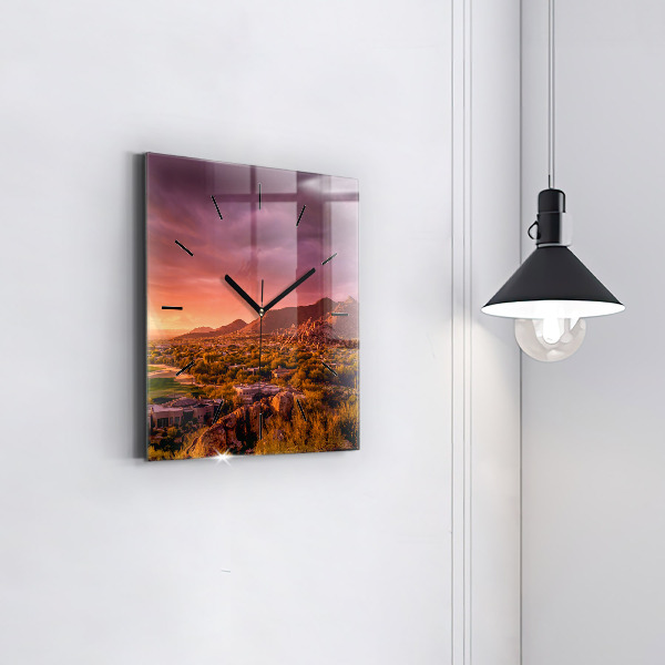 Square wall clock North Scottsdale Sunset