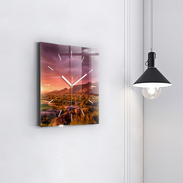 Square wall clock North Scottsdale Sunset