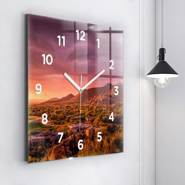 Square wall clock North Scottsdale Sunset