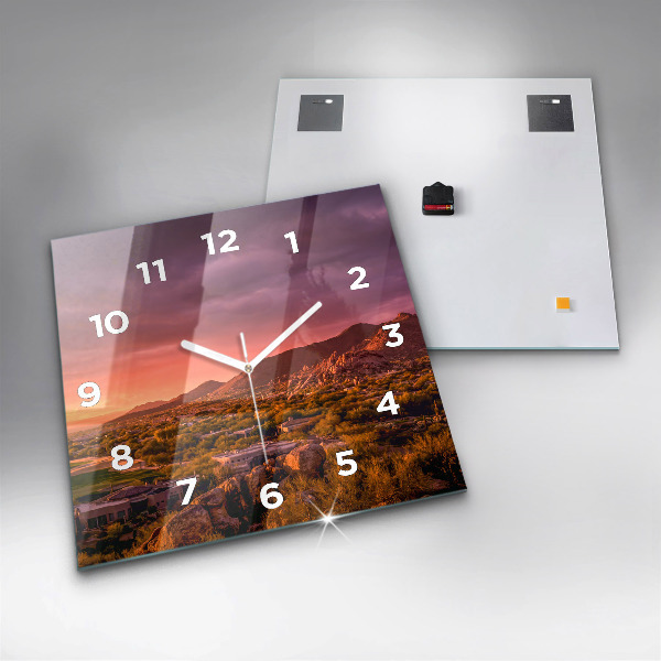 Square wall clock North Scottsdale Sunset