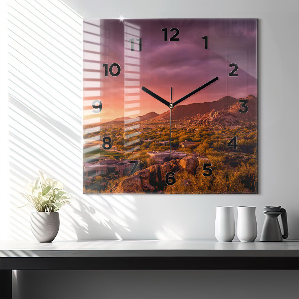 Square wall clock North Scottsdale Sunset