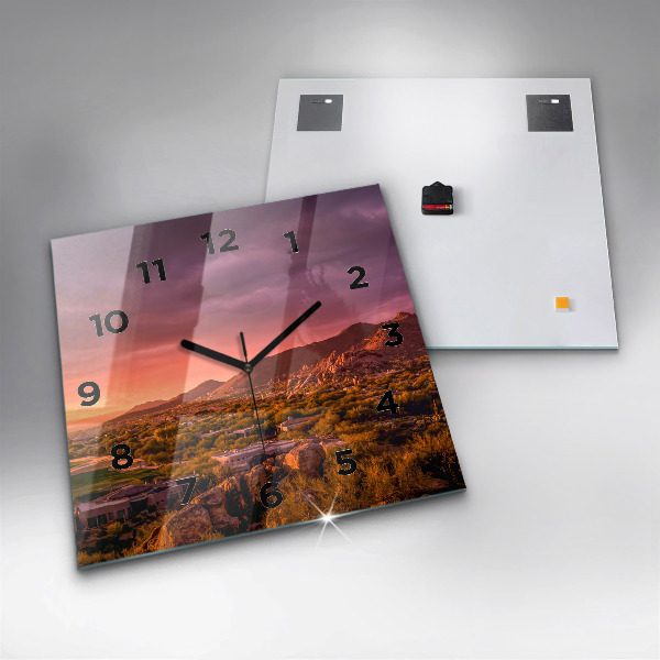 Square wall clock North Scottsdale Sunset
