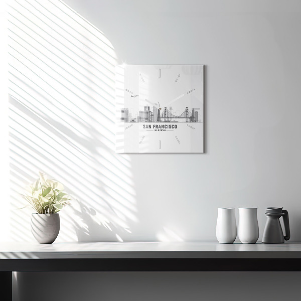 Square wall clock San Francisco Skyline