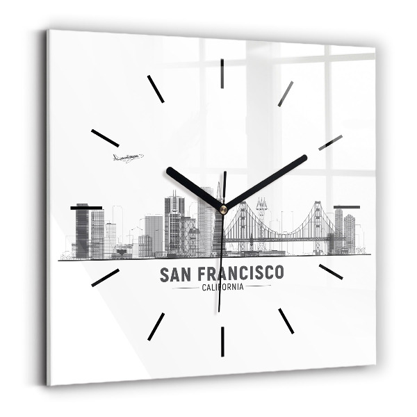 Square wall clock San Francisco Skyline