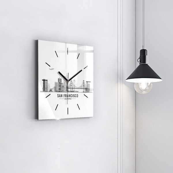Square wall clock San Francisco Skyline
