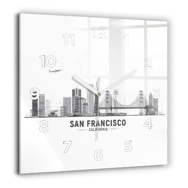 Square wall clock San Francisco Skyline