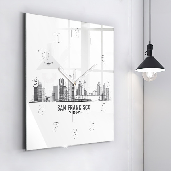 Square wall clock San Francisco Skyline