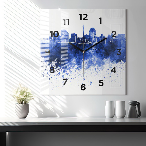 Square wall clock San Antonio Watercolors