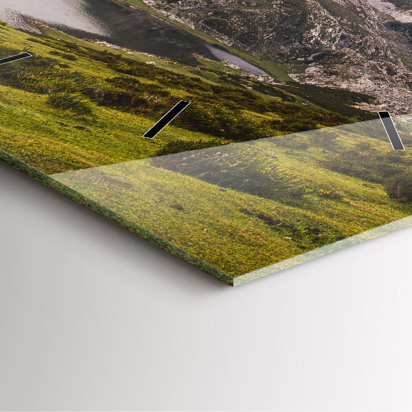 Square wall clock Lake and Pyrenees Mountains