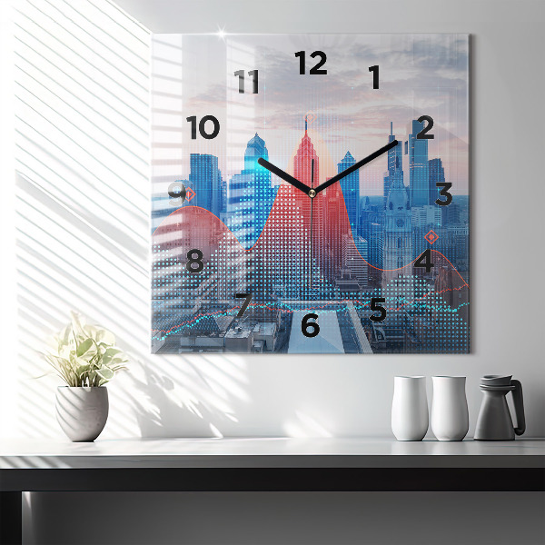 Square wall clock Skyscrapers in Philadelphia