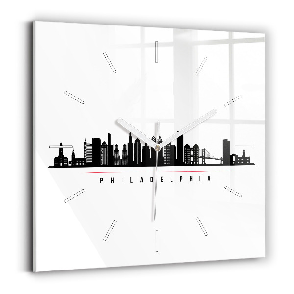 Square wall clock Philadelphia illustration
