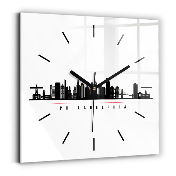 Square wall clock Philadelphia illustration