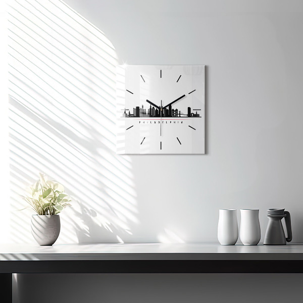 Square wall clock Philadelphia illustration