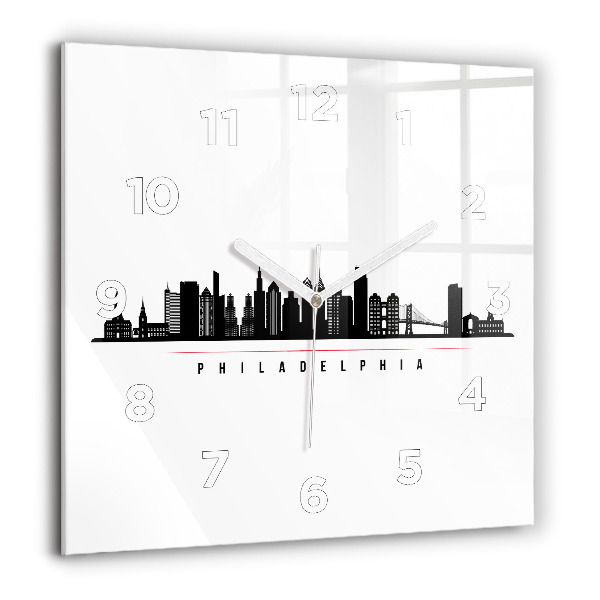 Square wall clock Philadelphia illustration