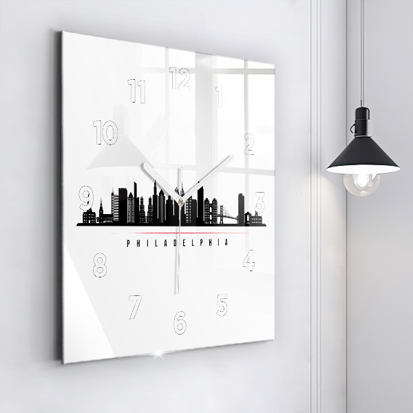 Square wall clock Philadelphia illustration