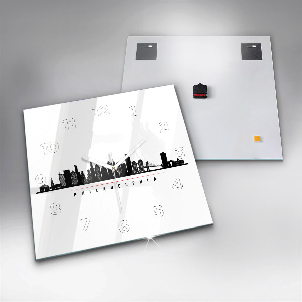 Square wall clock Philadelphia illustration