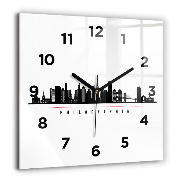 Square wall clock Philadelphia illustration