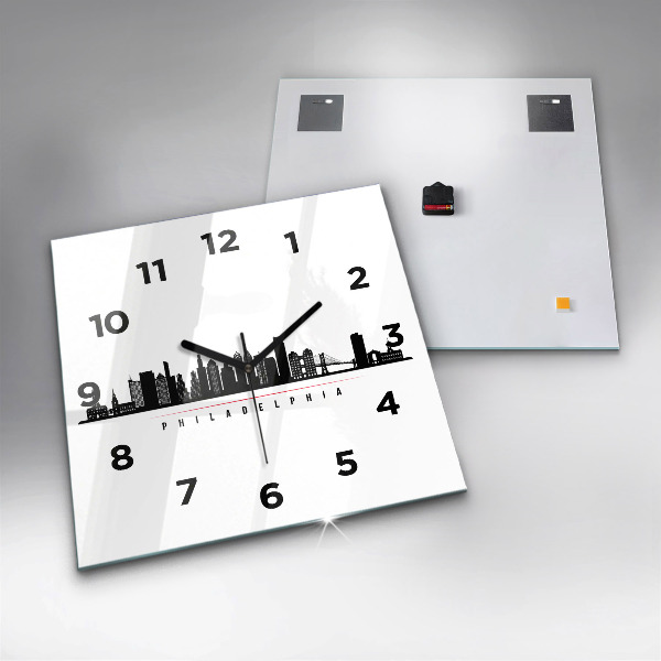 Square wall clock Philadelphia illustration