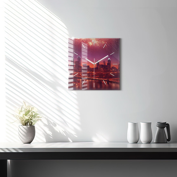 Square wall clock Philadelphia City at Night