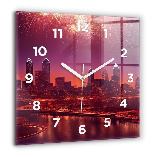 Square wall clock Philadelphia City at Night