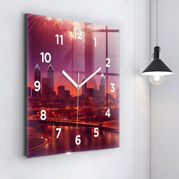 Square wall clock Philadelphia City at Night