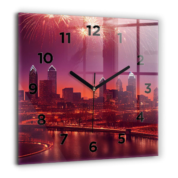 Square wall clock Philadelphia City at Night