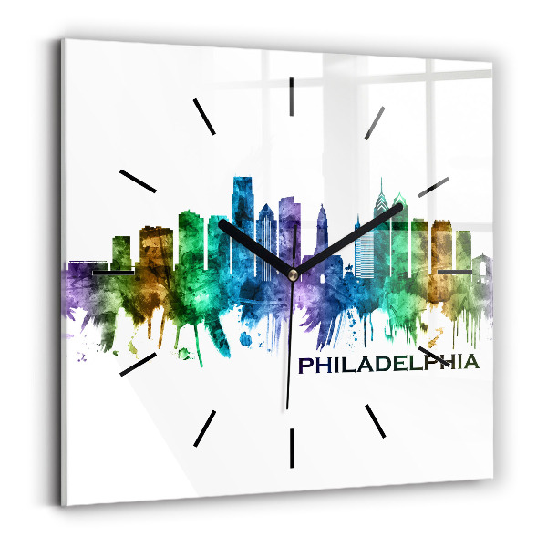Square wall clock Colorful Philadelphia