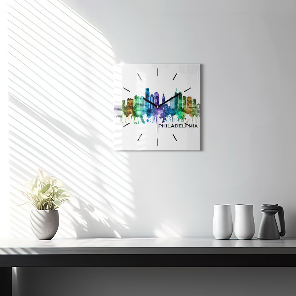 Square wall clock Colorful Philadelphia