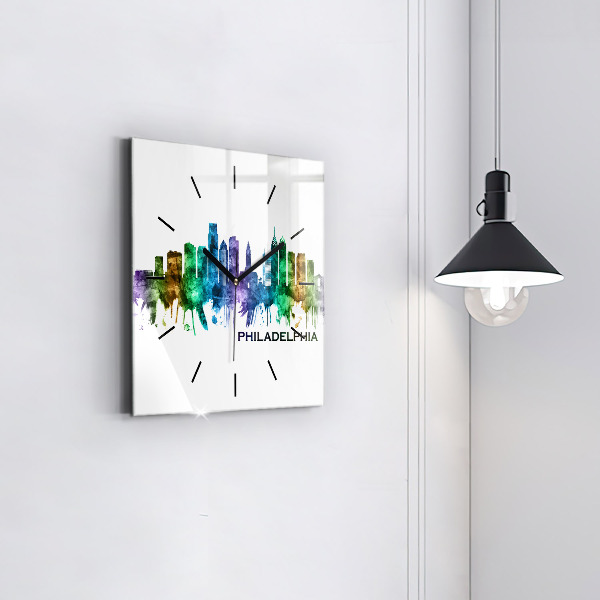 Square wall clock Colorful Philadelphia