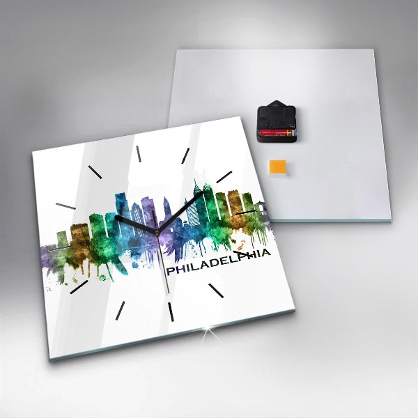Square wall clock Colorful Philadelphia