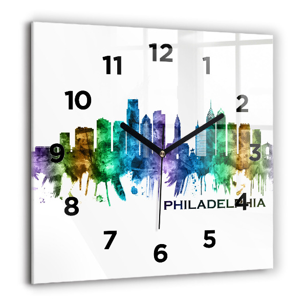 Square wall clock Colorful Philadelphia