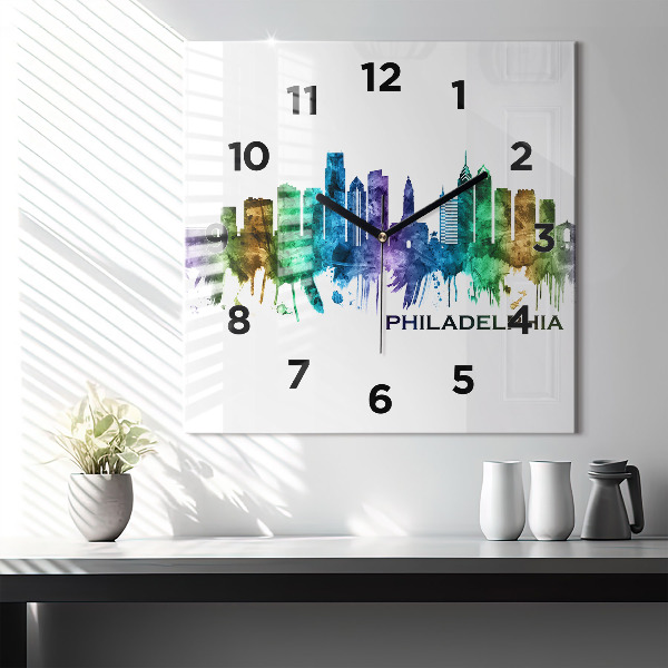 Square wall clock Colorful Philadelphia