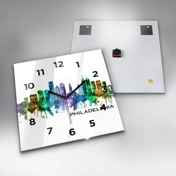 Square wall clock Colorful Philadelphia