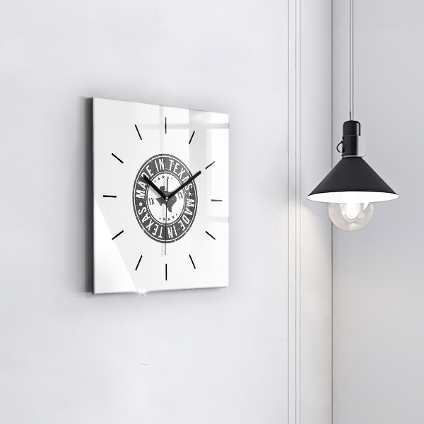 Square wall clock Texas stamp